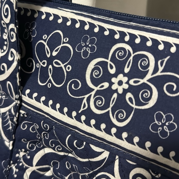 Cotton Cloth Tote-Blue/White-EUC-ZipTop - Picture 4 of 16